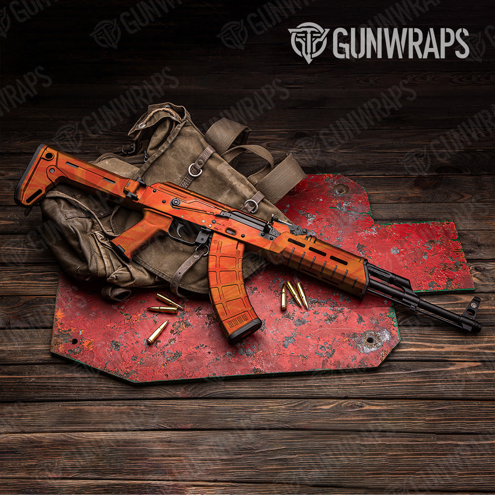 Sharp Elite Orange Camo AK 47 Gun Skin Vinyl Wrap