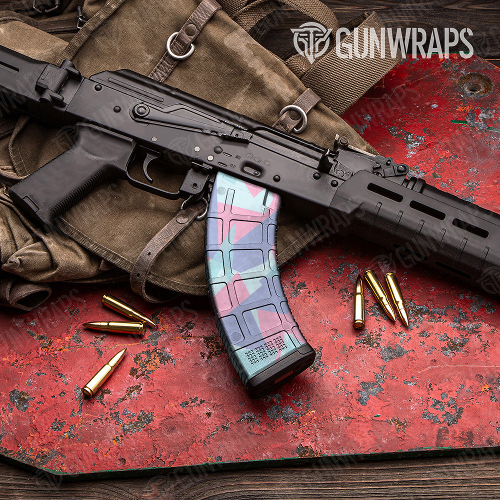 Shattered Cotton Candy Camo AK 47 Mag Gun Skin Vinyl Wrap