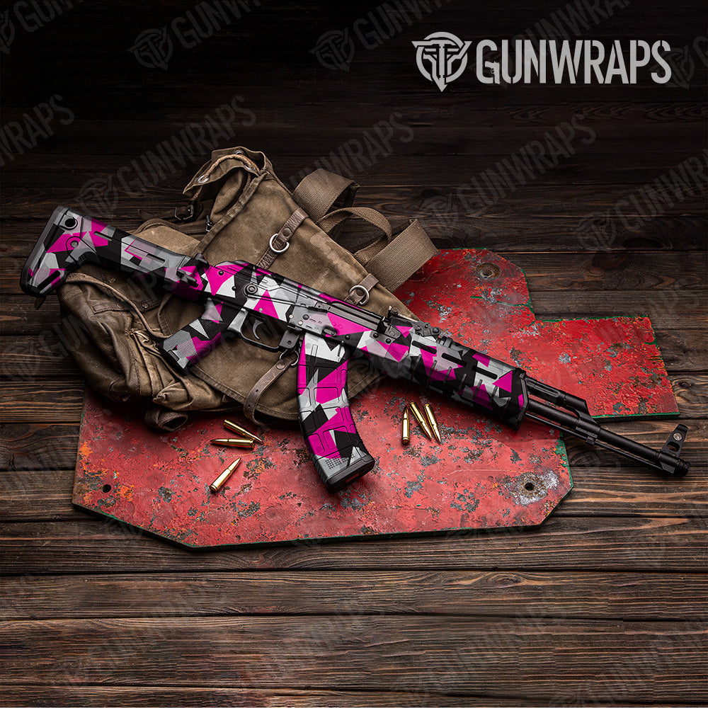 Shattered Magenta Tiger Camo AK 47 Gun Skin Vinyl Wrap