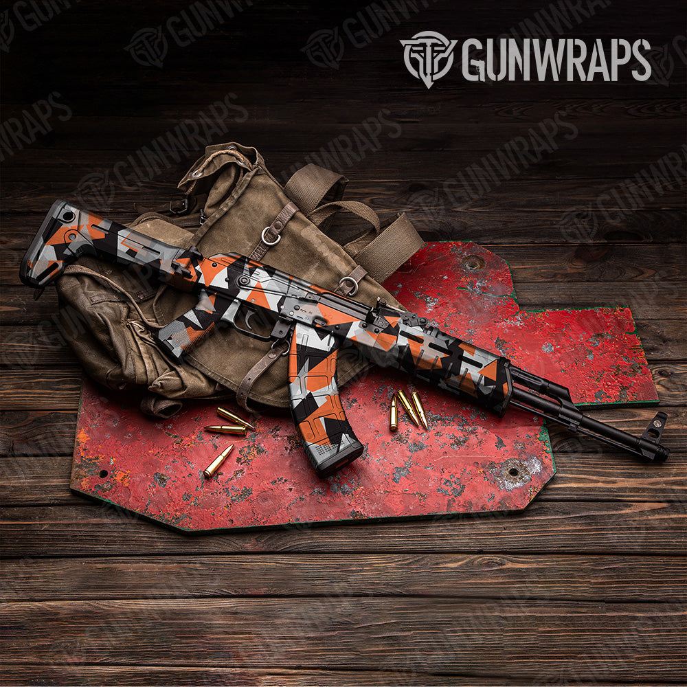 Shattered Orange Tiger Camo AK 47 Gun Skin Vinyl Wrap