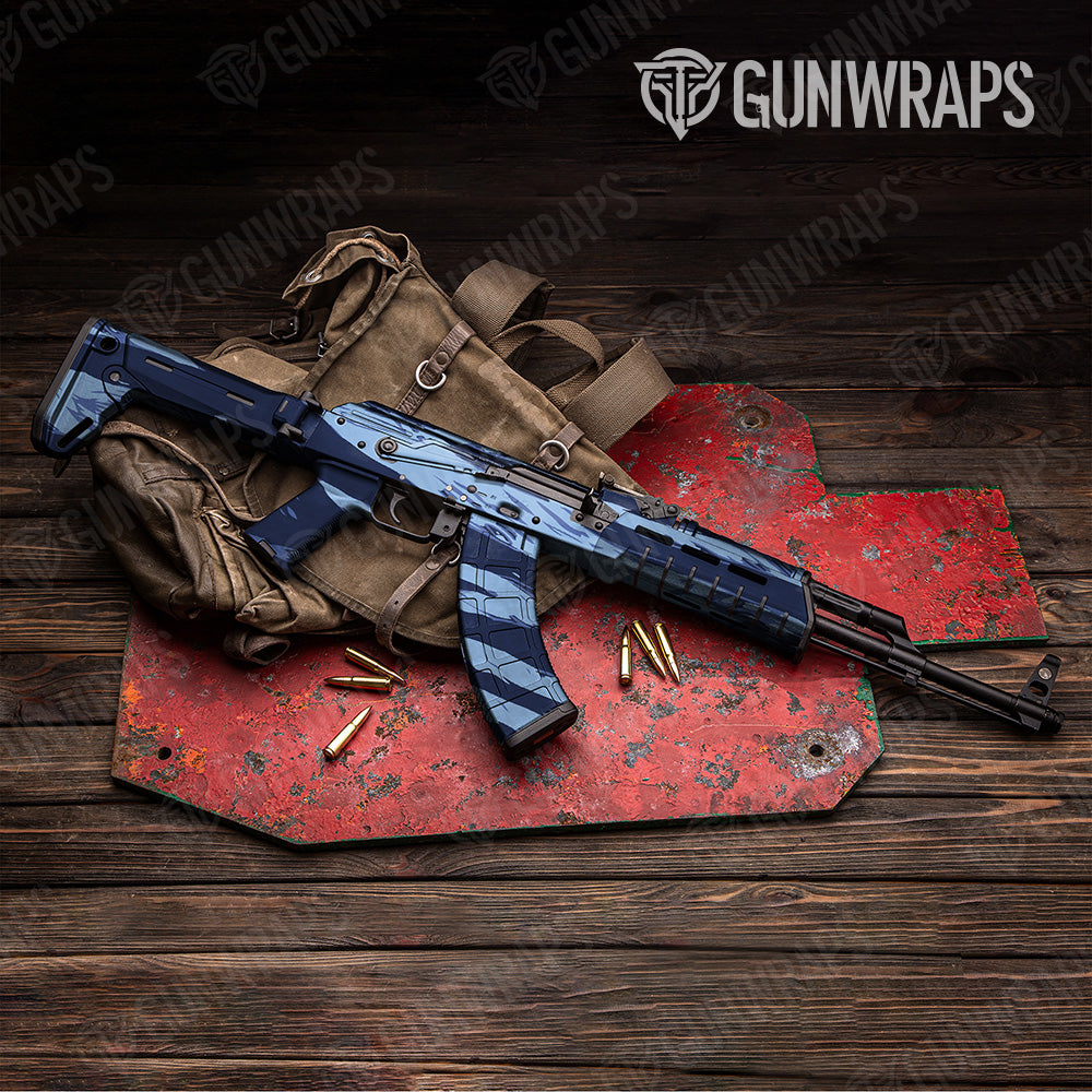Shredded Blue Urban Night Camo AK 47 Gun Skin Vinyl Wrap