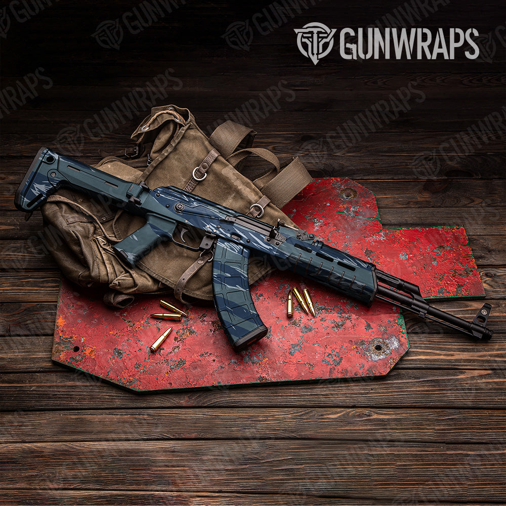 Shredded Navy Camo AK 47 Gun Skin Vinyl Wrap