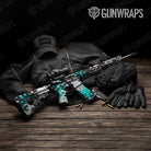 Broken Plaid Tiffany Blue Camo AR 15 Gun Skin Vinyl Wrap