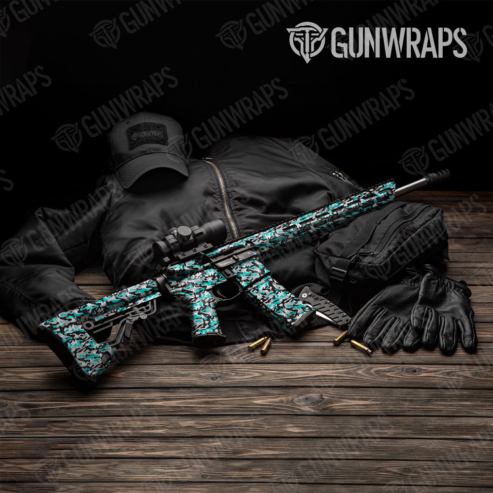 Classic Tiffany Blue Tiger Camo AR 15 Gun Skin Vinyl Wrap