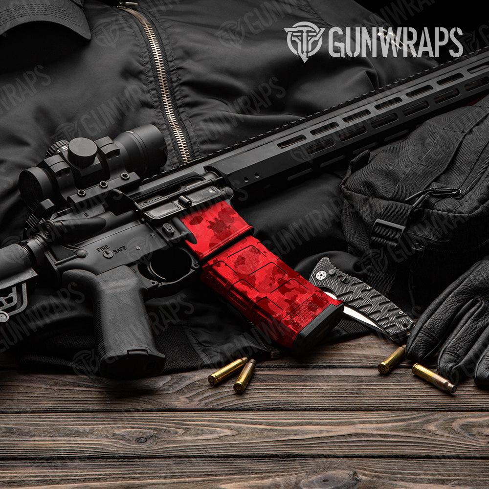 Cumulus Elite Red Camo AR 15 Mag & Mag Well Gun Skin Vinyl Wrap