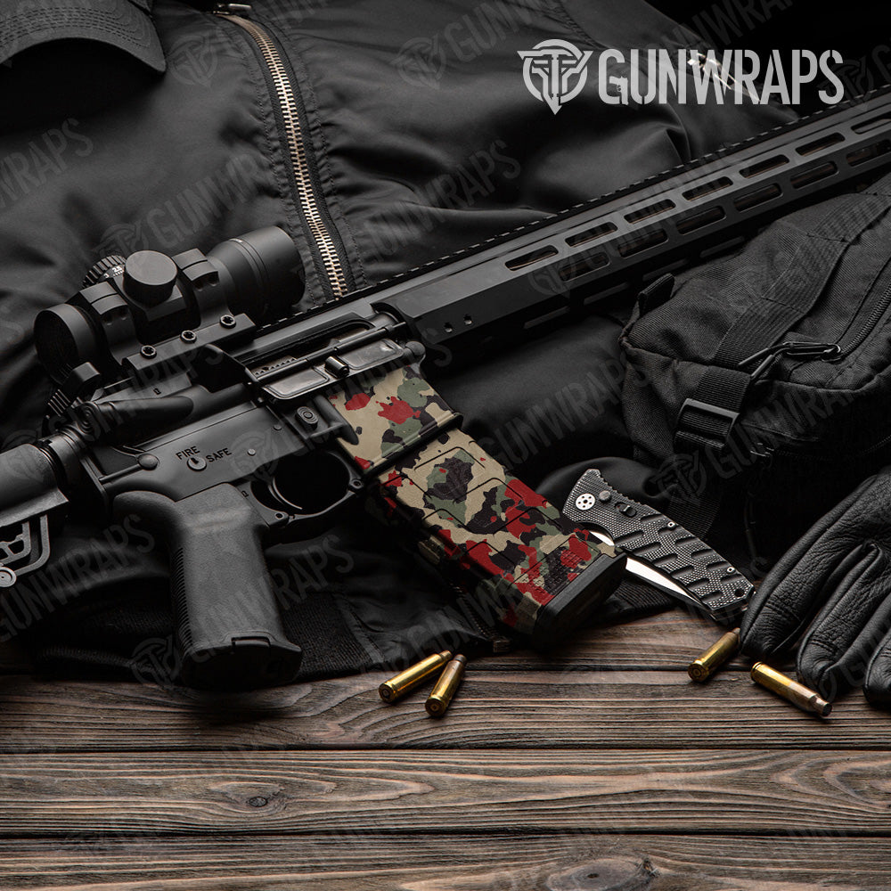 Cumulus Militant Red Camo AR 15 Mag & Mag Well Gun Skin Vinyl Wrap