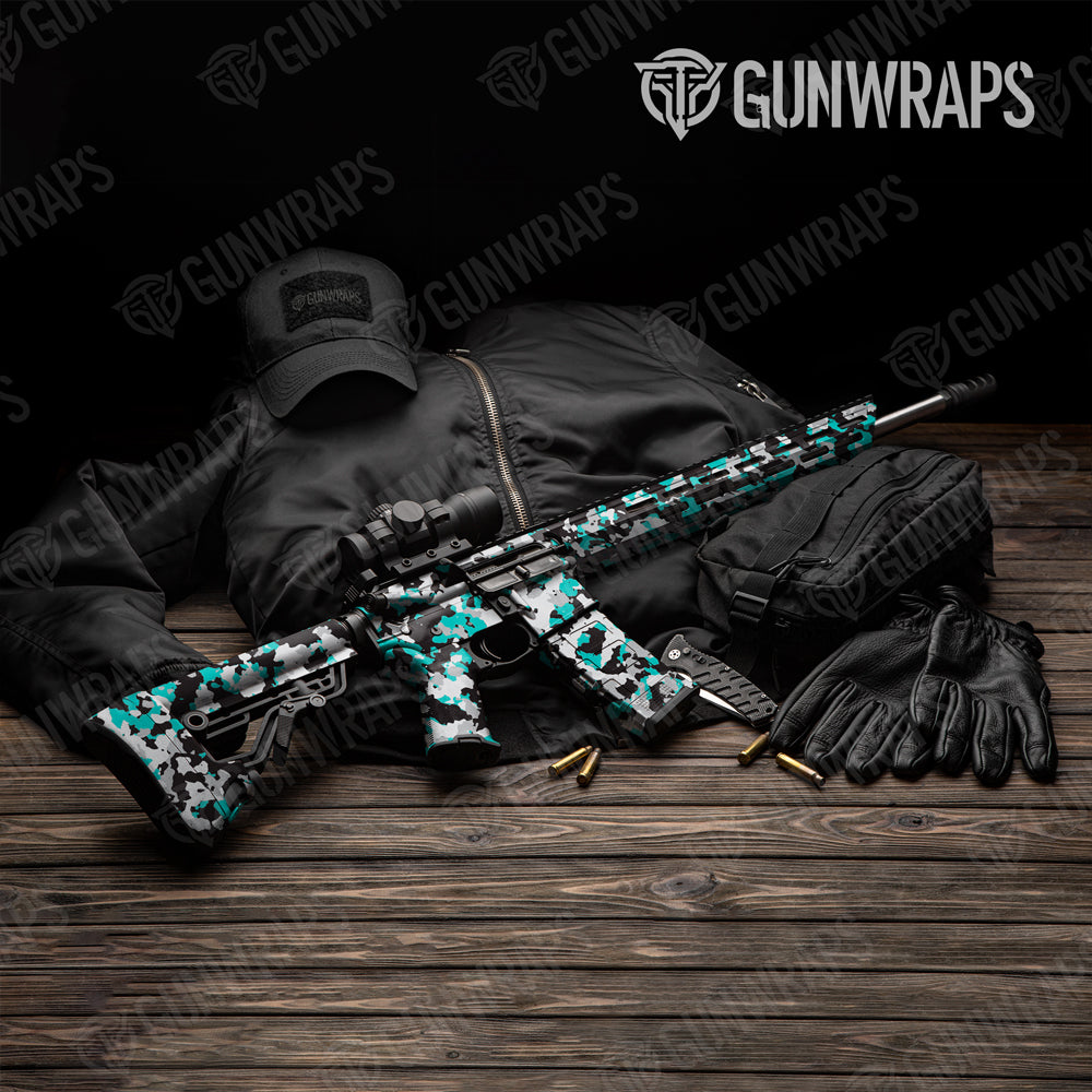 Cumulus Tiffany Blue Tiger Camo AR 15 Gun Skin Vinyl Wrap