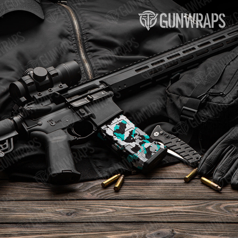 Cumulus Tiffany Blue Tiger Camo AR 15 Mag Gun Skin Vinyl Wrap