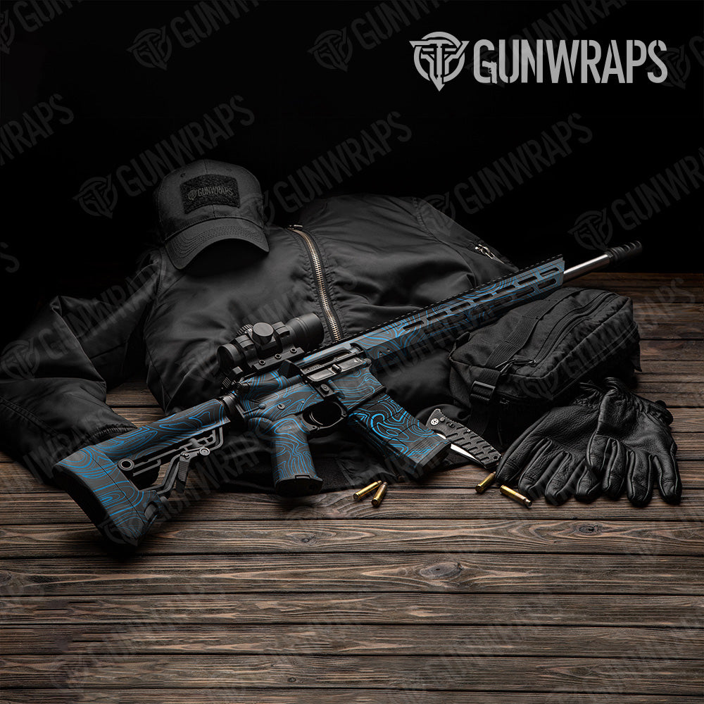 Damascus Blue AR 15 Gun Skin Vinyl Wrap