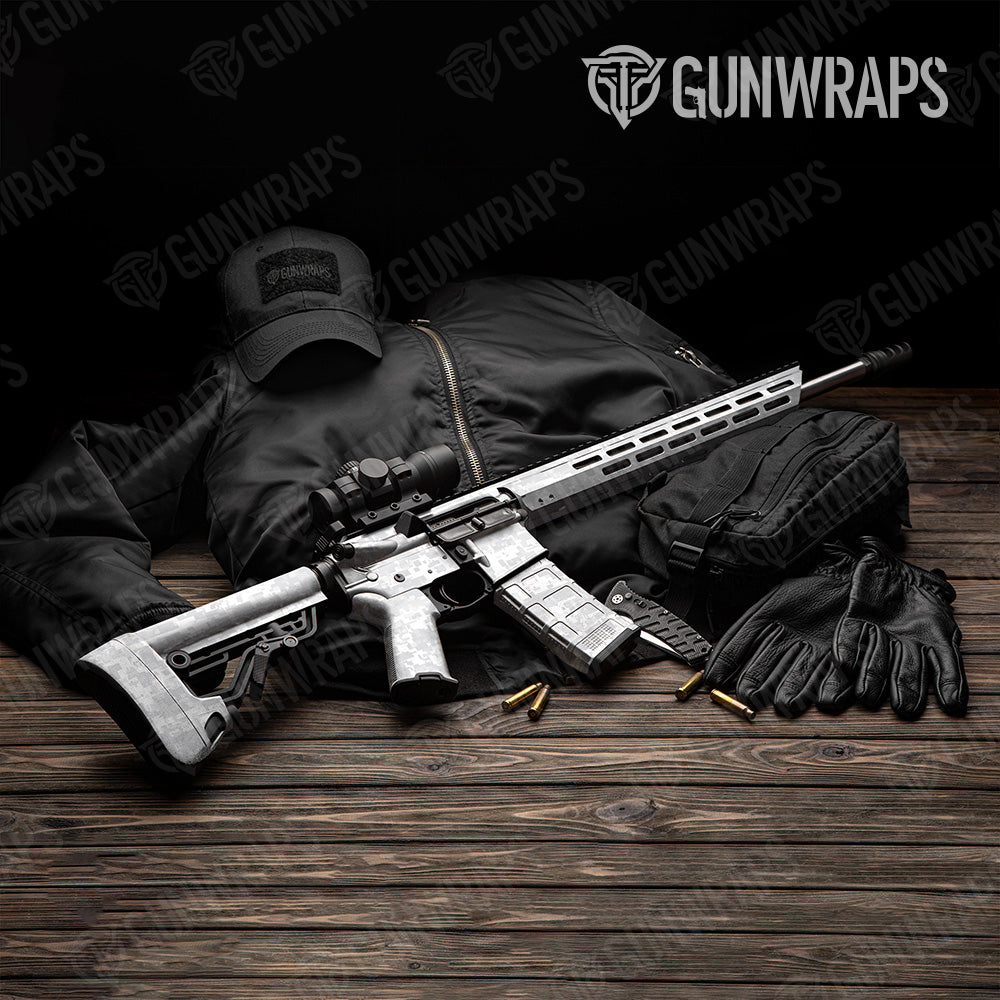 Digital Elite White Camo AR 15 Gun Skin Vinyl Wrap