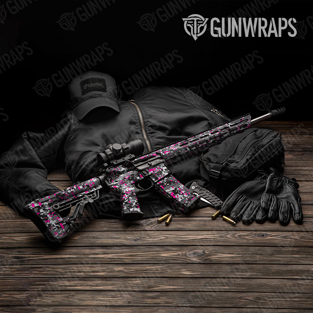 Digital Urban Magenta Camo AR 15 Gun Skin Vinyl Wrap