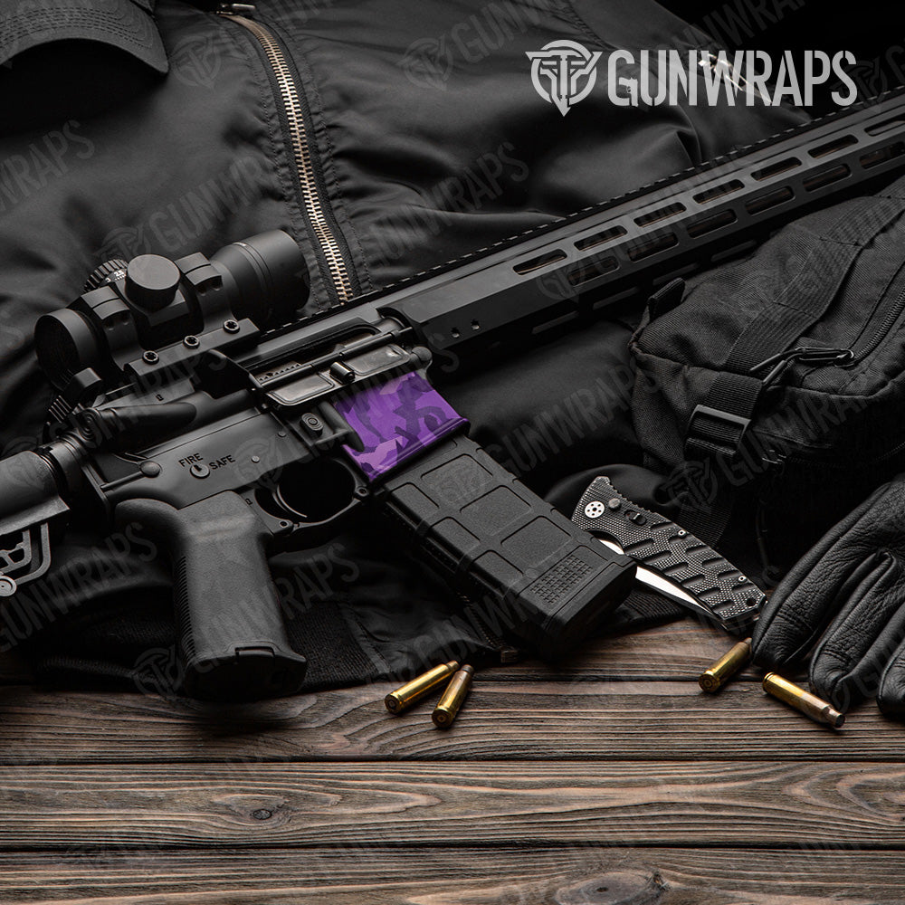 Erratic Elite Purple Camo AR 15 Mag Well Gun Skin Vinyl Wrap