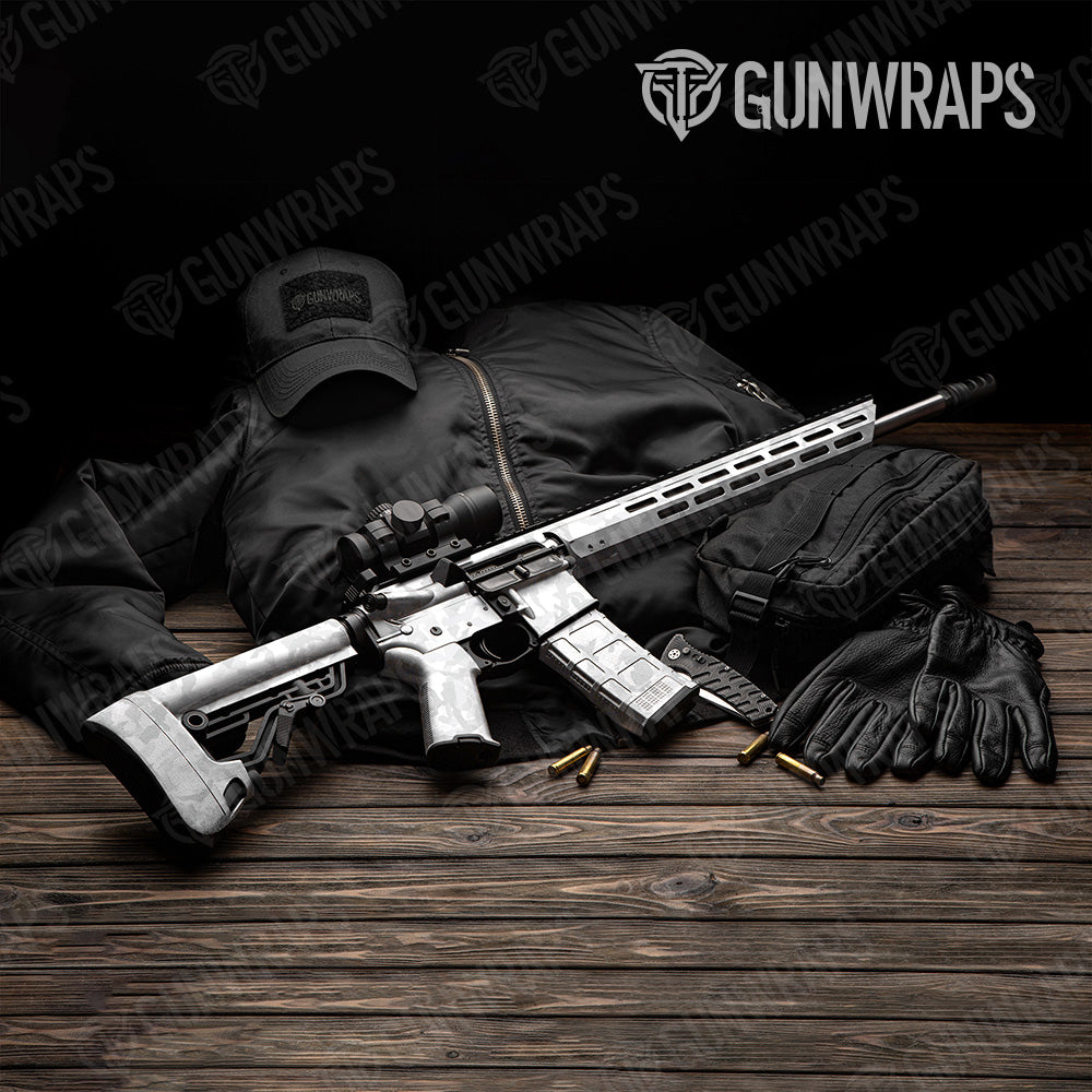 Erratic Elite White Camo AR 15 Gun Skin Vinyl Wrap