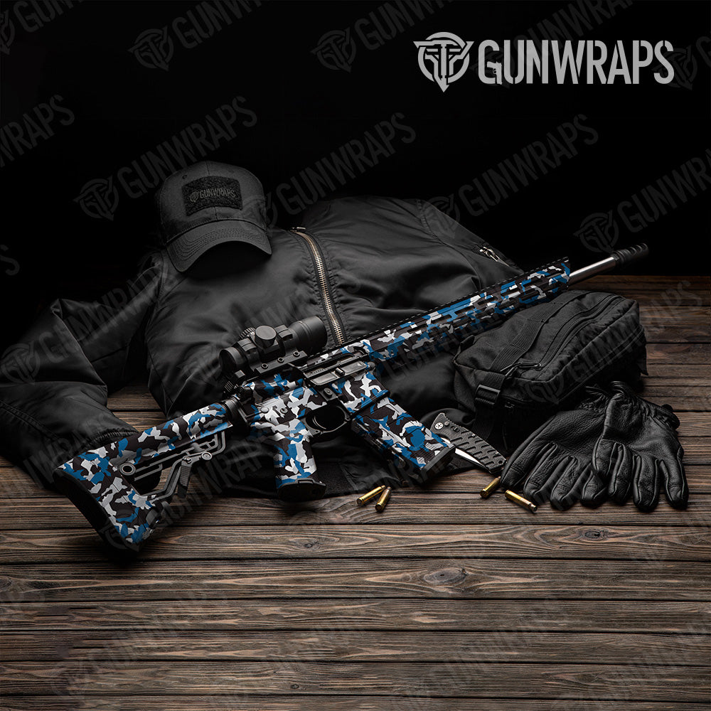 Erratic Blue Tiger Camo AR 15 Gun Skin Vinyl Wrap