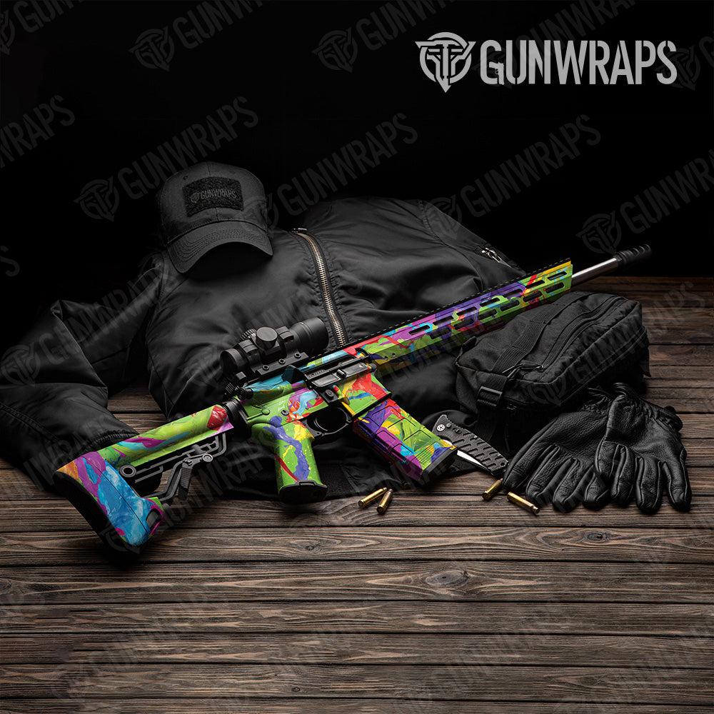 Paint Splatter Green AR 15 Gun Skin Vinyl Wrap