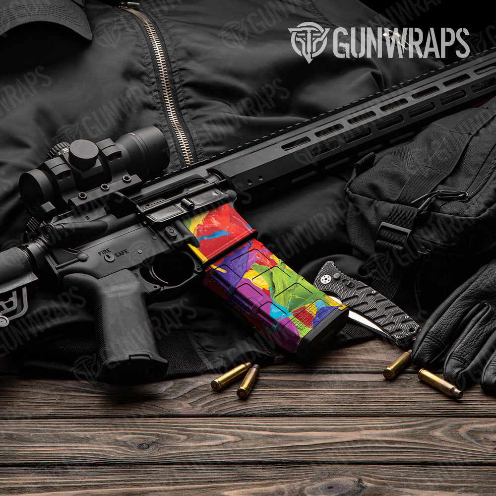 Paint Splatter Red AR 15 Mag & Mag Well Gun Skin Vinyl Wrap