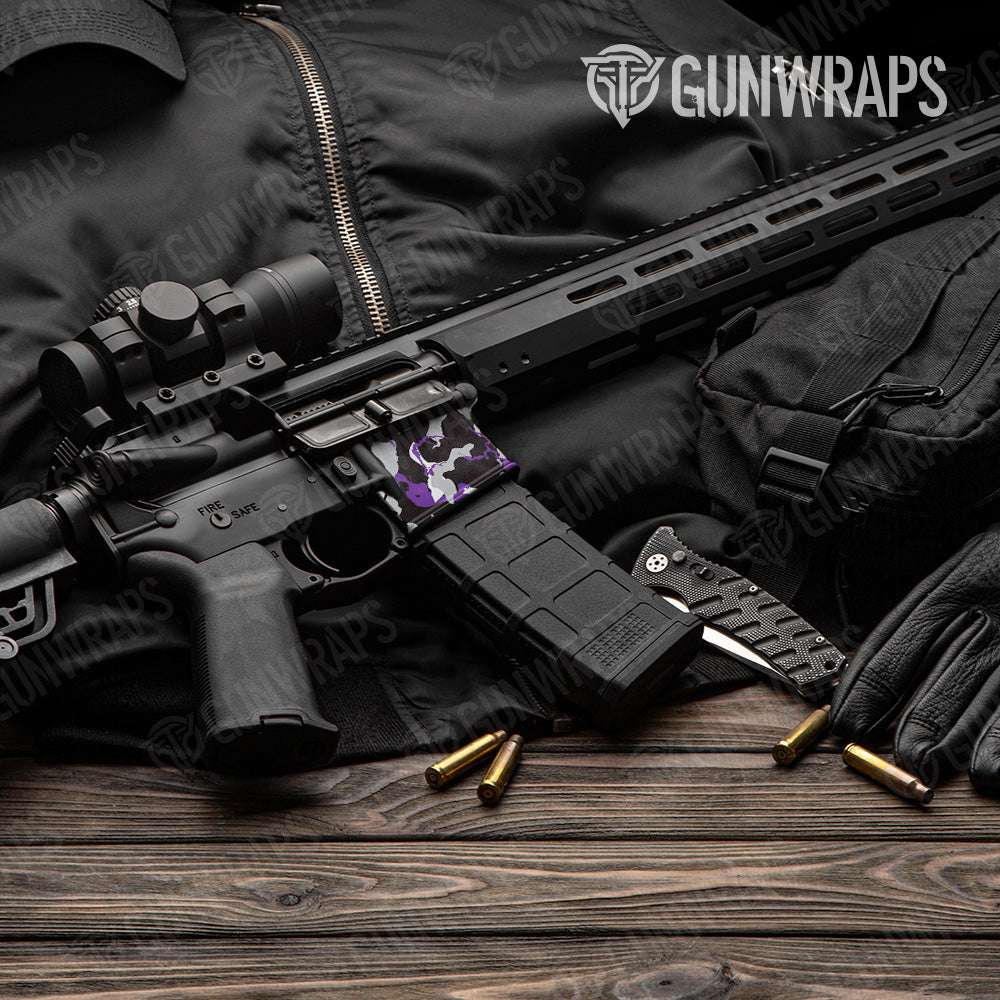 Ragged Purple Tiger Camo AR 15 Mag Well Gun Skin Vinyl Wrap