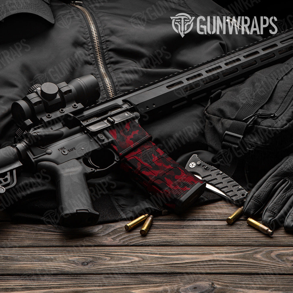 Ragged Vampire Red Camo AR 15 Mag & Mag Well Gun Skin Vinyl Wrap
