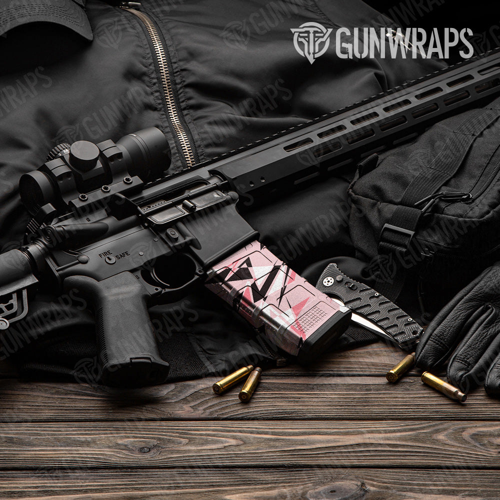 Sharp Pink Camo AR 15 Mag Gun Skin Vinyl Wrap