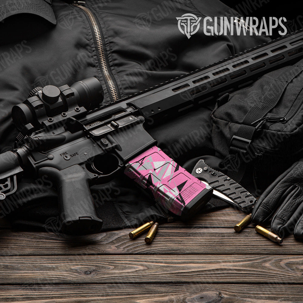 Sharp Pink Tiger Camo AR 15 Mag Gun Skin Vinyl Wrap