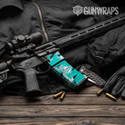 Sharp Tiffany Blue Tiger Camo AR 15 Mag & Mag Well Gun Skin Vinyl Wrap