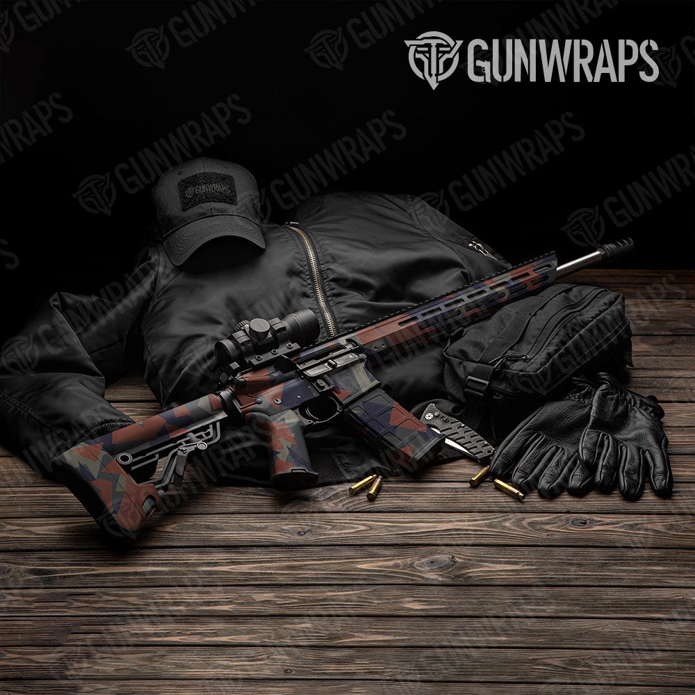 Shattered Blue Copper Camo AR 15 Gun Skin Vinyl Wrap