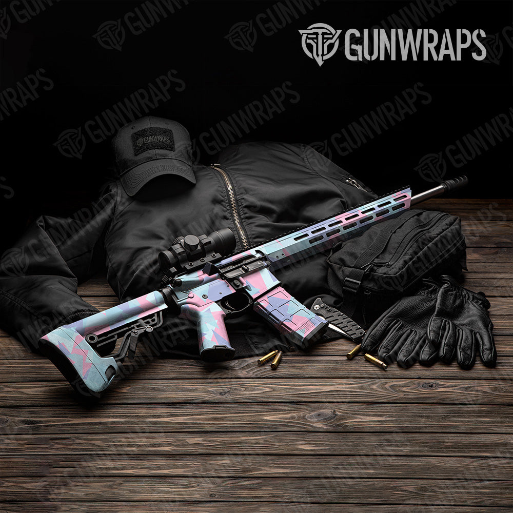 Shattered Cotton Candy Camo AR 15 Gun Skin Vinyl Wrap