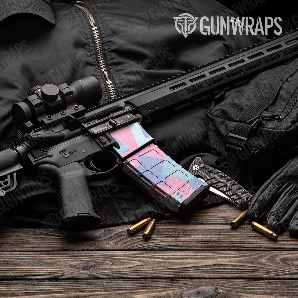 Shattered Cotton Candy Camo AR 15 Mag & Mag Well Gun Skin Vinyl Wrap