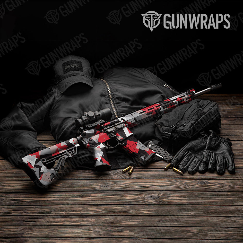 Shattered Red Tiger Camo AR 15 Gun Skin Vinyl Wrap