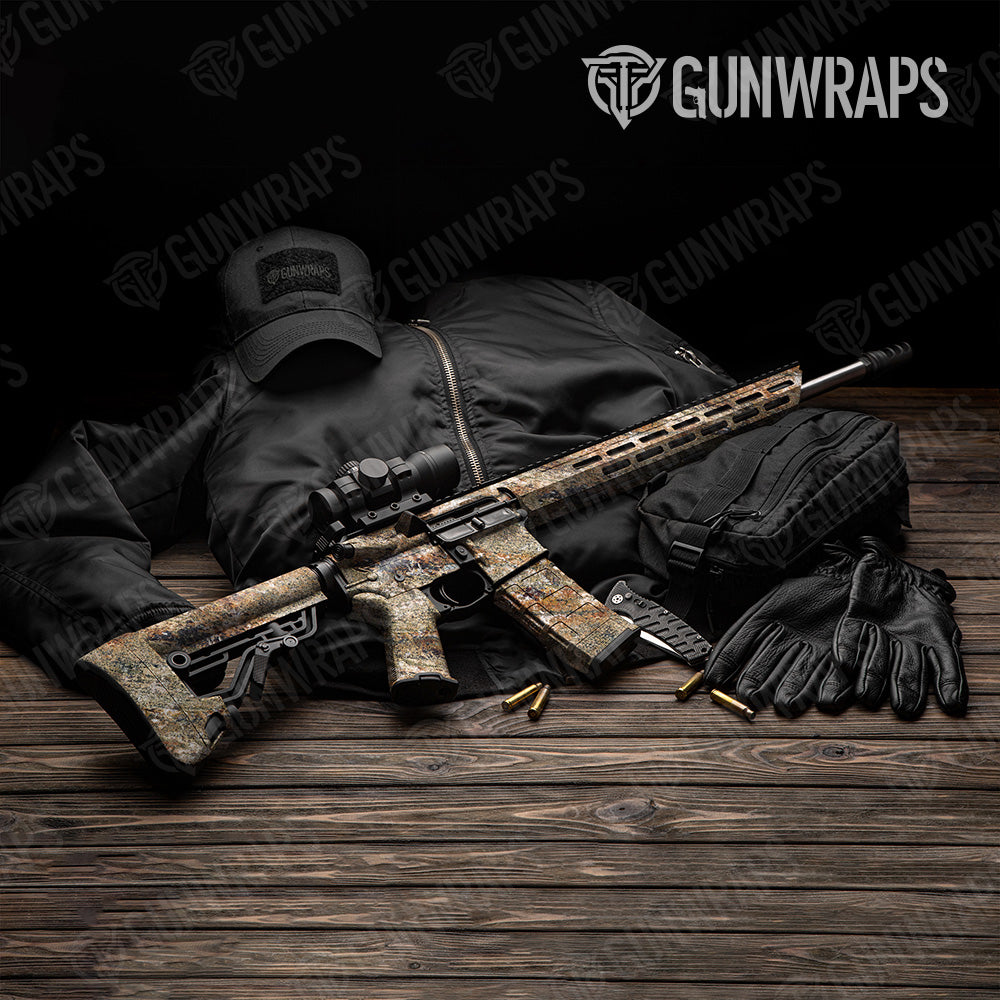 Stone Tuscan Brown Granite AR 15 Gun Skin Vinyl Wrap