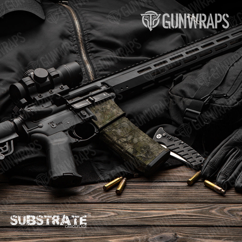 AR 15 Mag & Mag Well Substrate Stealth Camo Gun Skin Vinyl Wrap Film