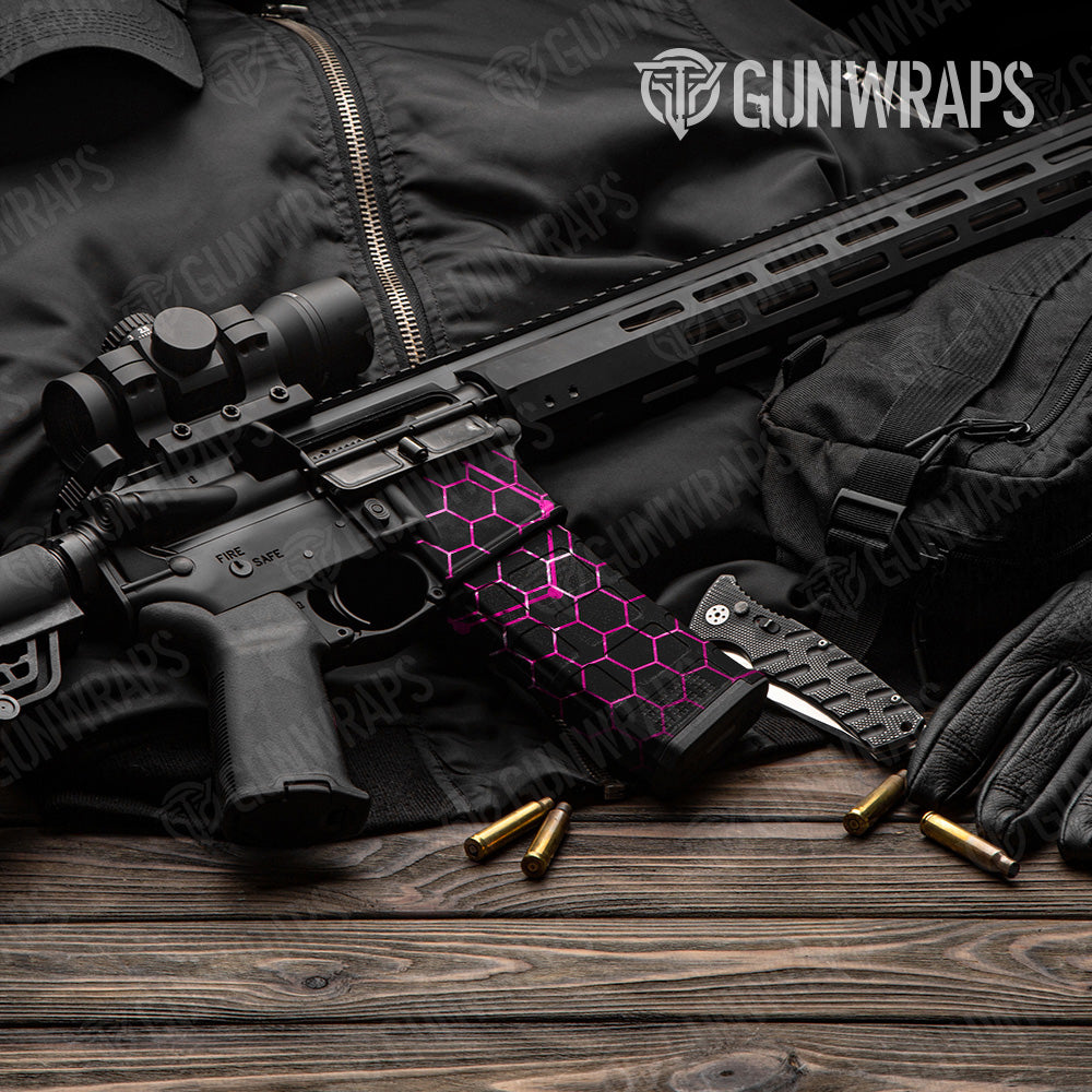 Vivid Hex Magenta AR 15 Mag & Mag Well Gun Skin Vinyl Wrap