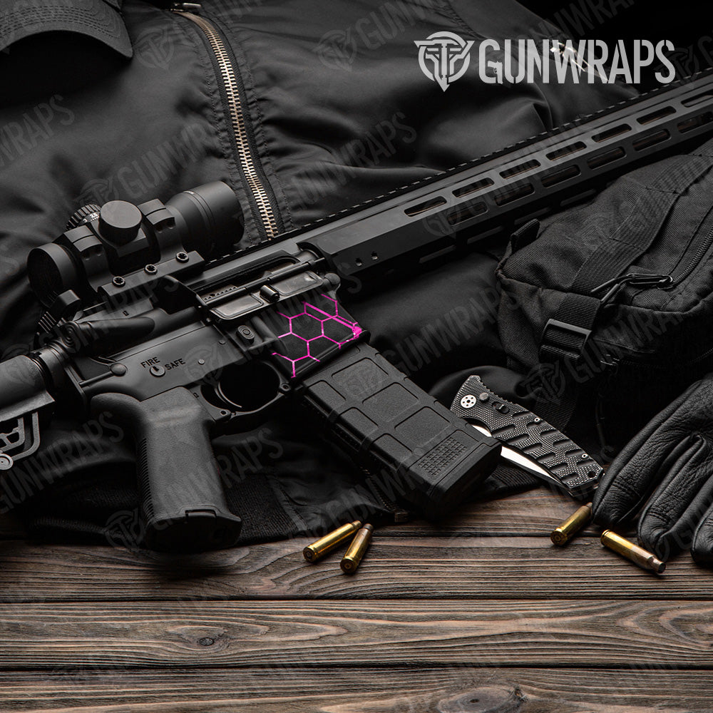 Vivid Hex Magenta AR 15 Mag Well Gun Skin Vinyl Wrap