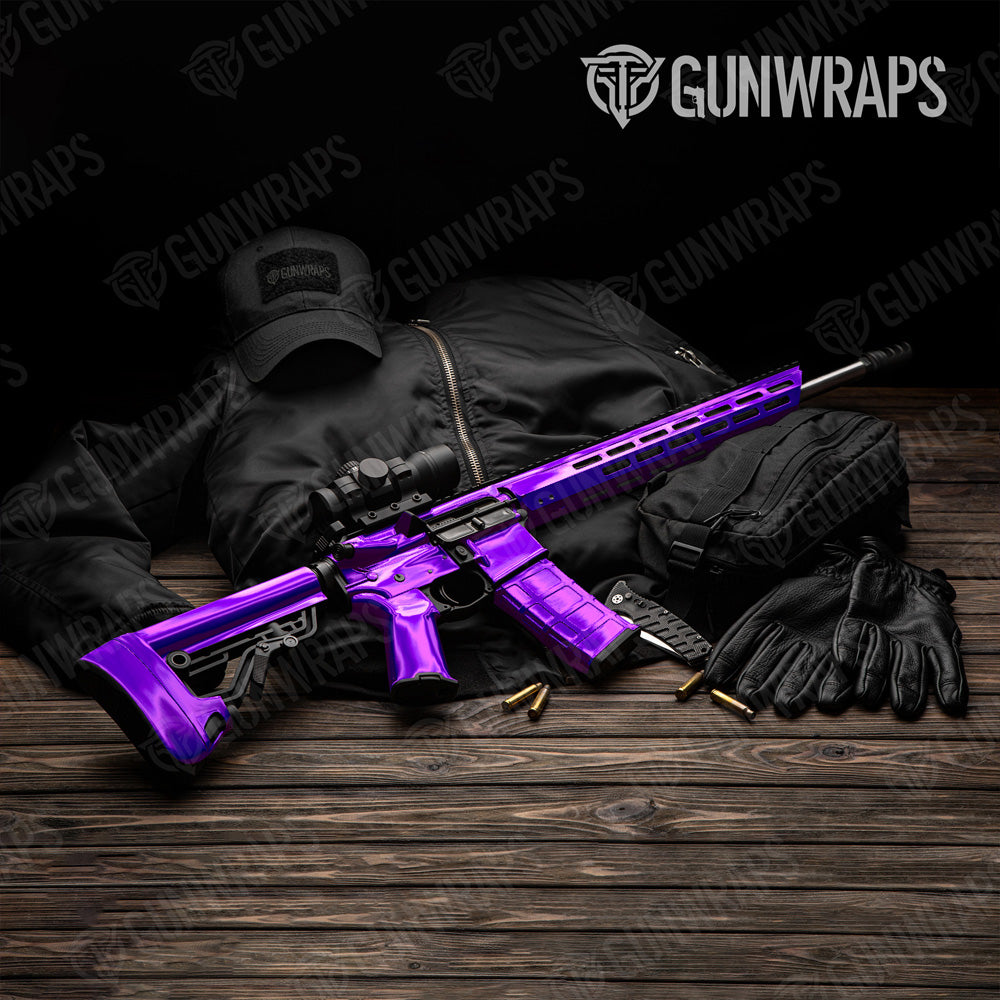 AR 15 Chrome Purple Gun Skin Vinyl Wrap