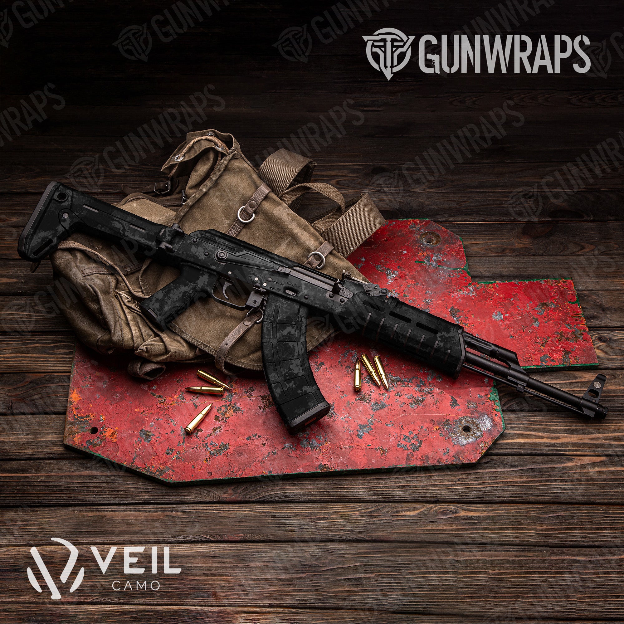 AK 47 Veil Tac Black Camo Gun Skin Vinyl Wrap