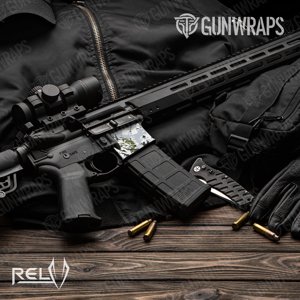 AR 15 Mag Well RELV Timber Wolf Camo Gun Skin Vinyl Wrap Film