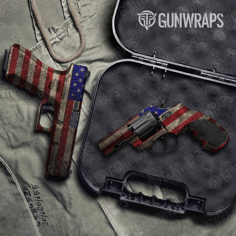 Patriotic Pistol & Revolver Gun Skin Vinyl Wraps