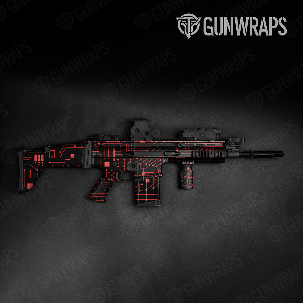 Circuit Board Red Tactical Gun Skin Vinyl Wrap