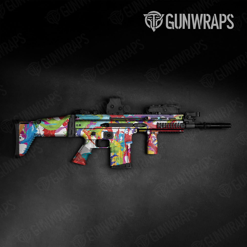 Paint Splatter White Tactical Gun Skin Vinyl Wrap