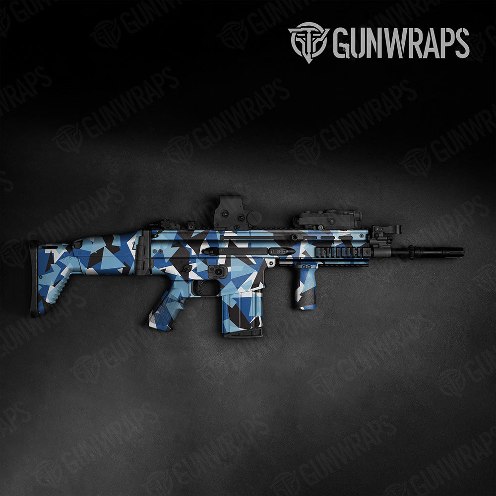 Shattered Baby Blue Camo Tactical Gun Skin Vinyl Wrap