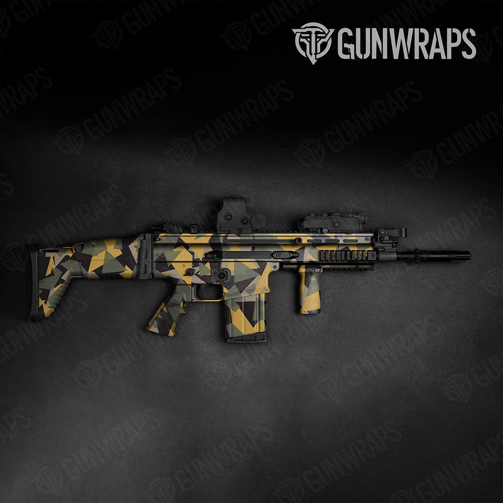 Shattered Militant Yellow Camo Tactical Gun Skin Vinyl Wrap
