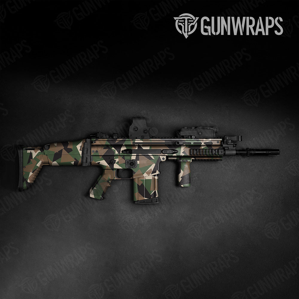 Shattered Woodland Camo Tactical Gun Skin Vinyl Wrap