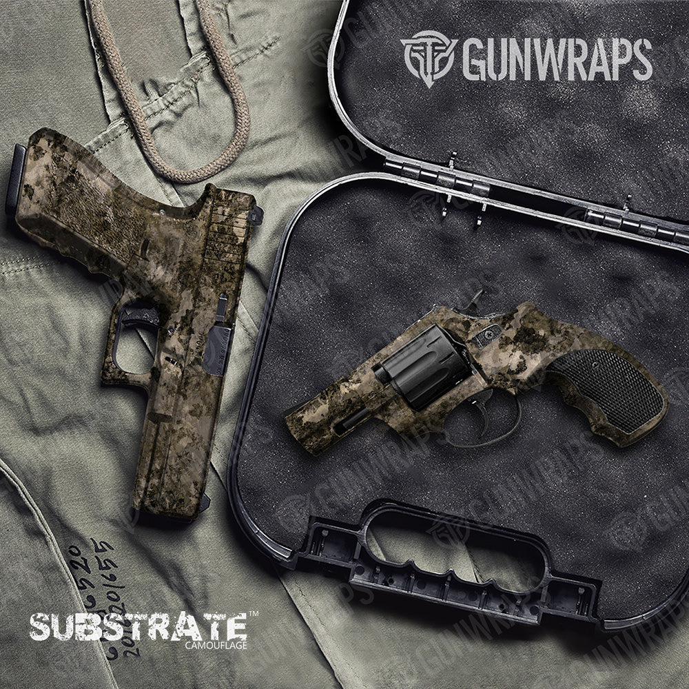 Pistol & Revolver Substrate Sepia Camo Gun Skin Vinyl Wrap Film