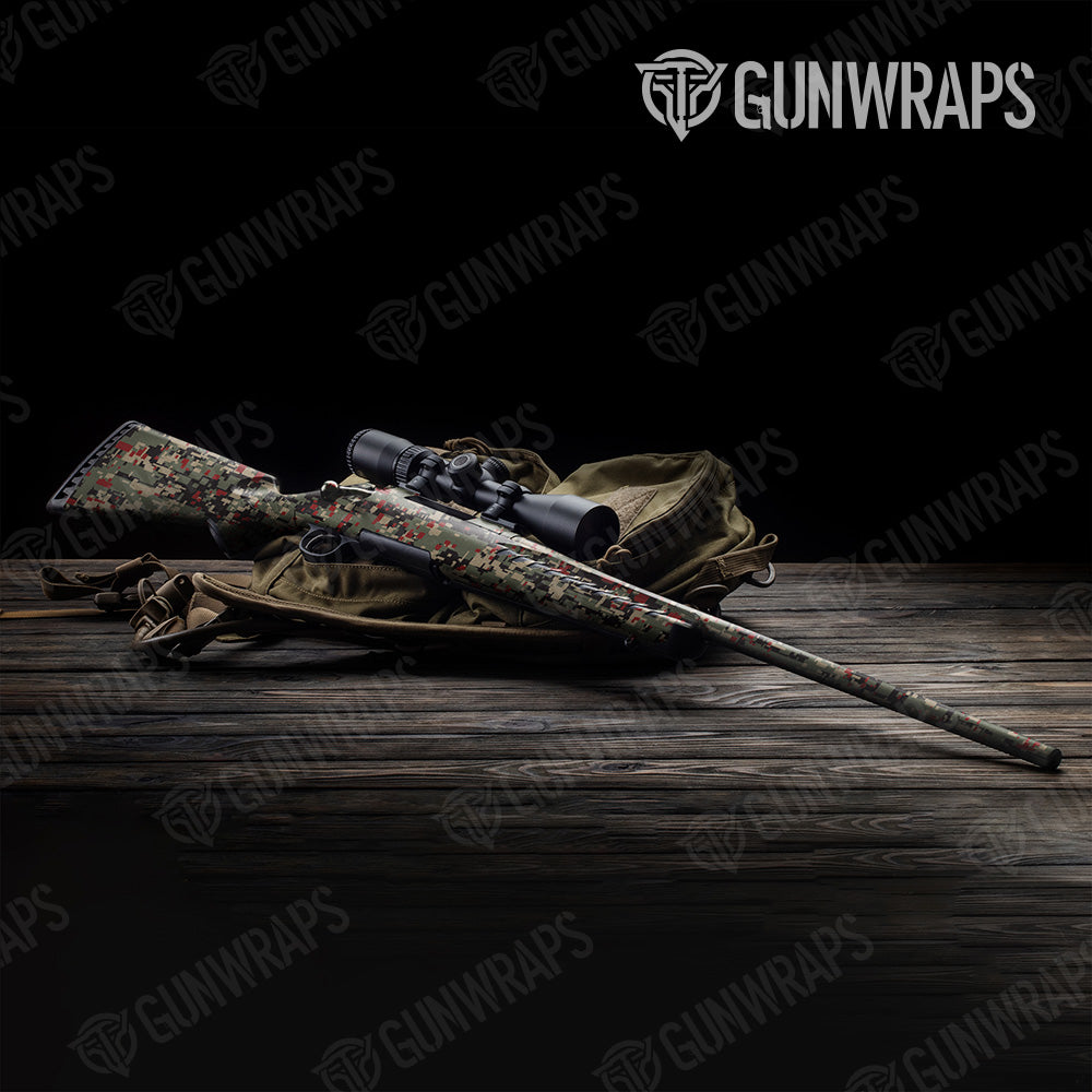 Digital Militant Red Camo Rifle Gun Skin Vinyl Wrap