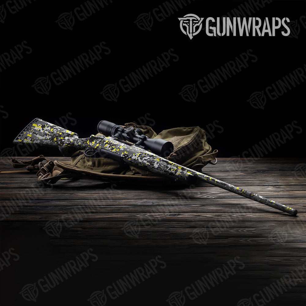 Digital Urban Yellow Camo Rifle Gun Skin Vinyl Wrap