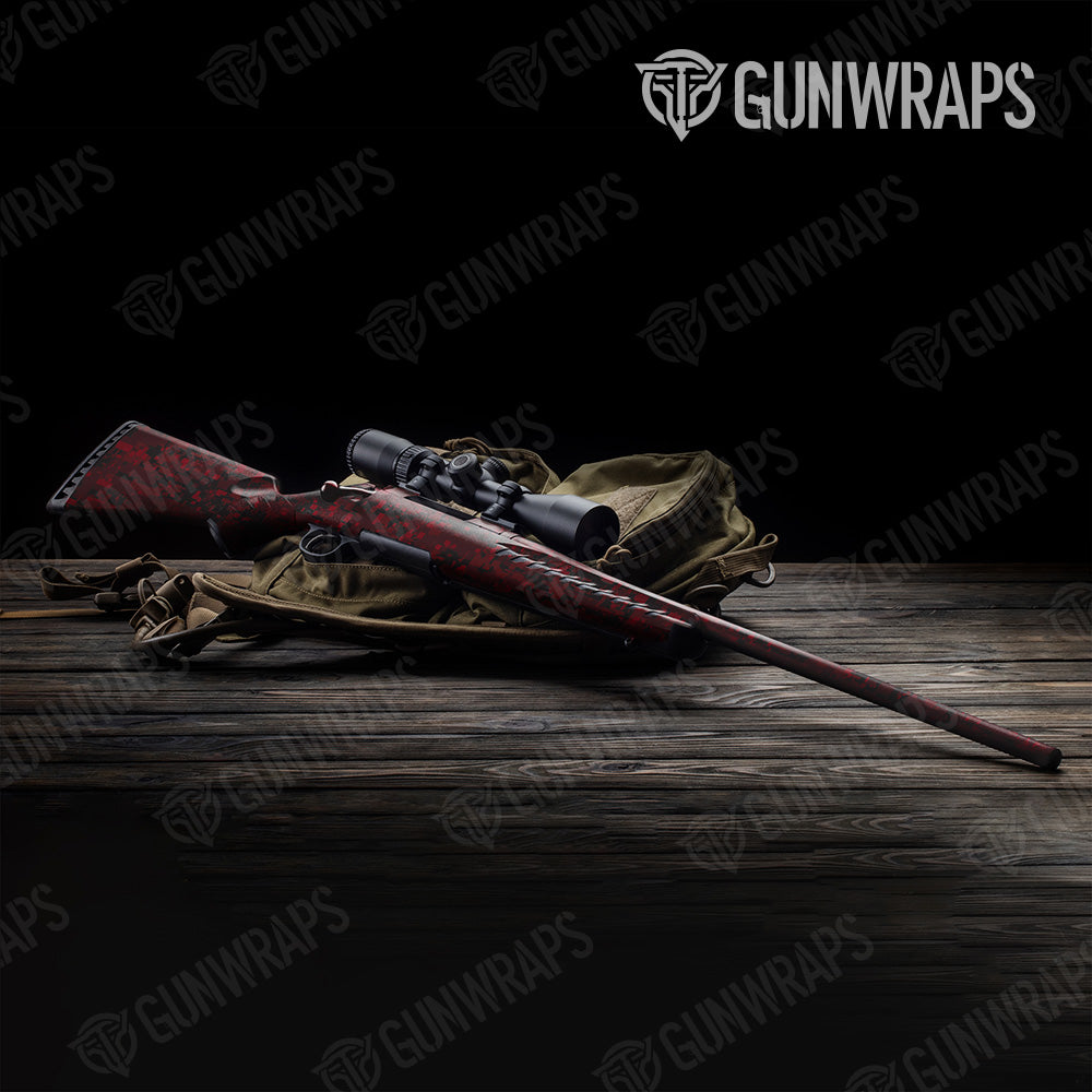 Digital Vampire Red Camo Rifle Gun Skin Vinyl Wrap