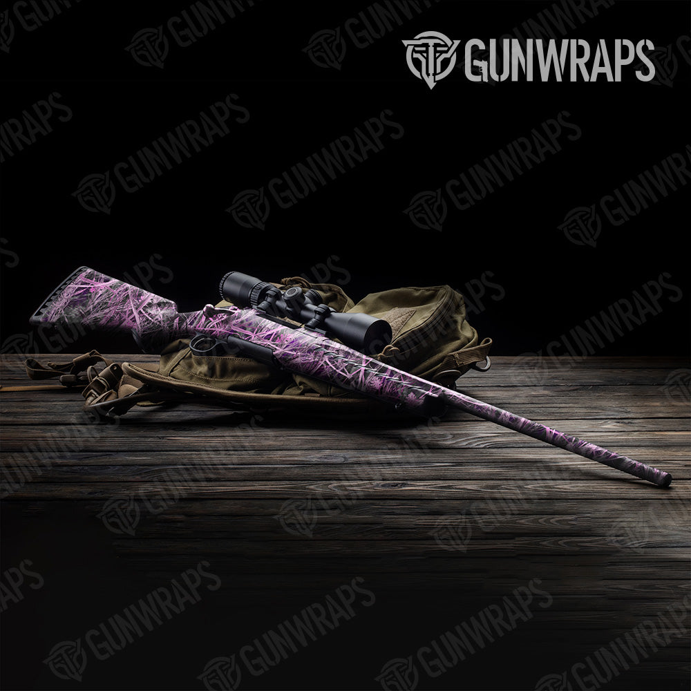 Nature Dry Grassland Pink Camo Rifle Gun Skin Vinyl Wrap