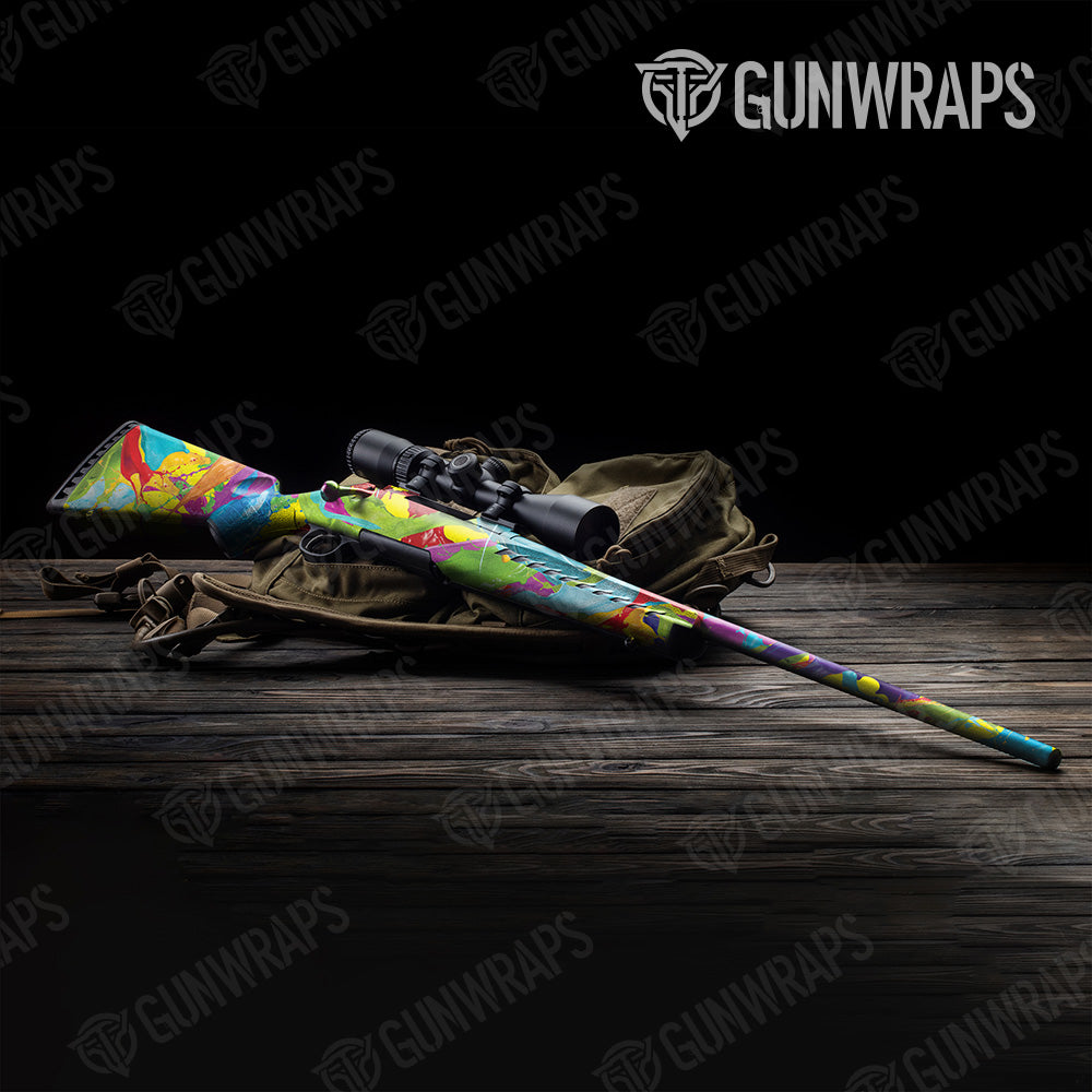 Paint Splatter Yellow Rifle Gun Skin Vinyl Wrap