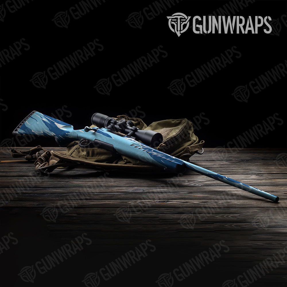 Shredded Baby Blue Camo Rifle Gun Skin Vinyl Wrap