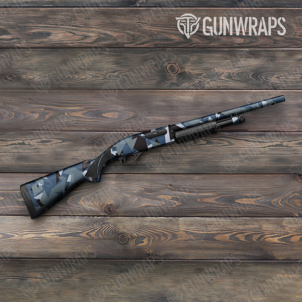 Shattered Navy Camo Shotgun Gun Skin Vinyl Wrap